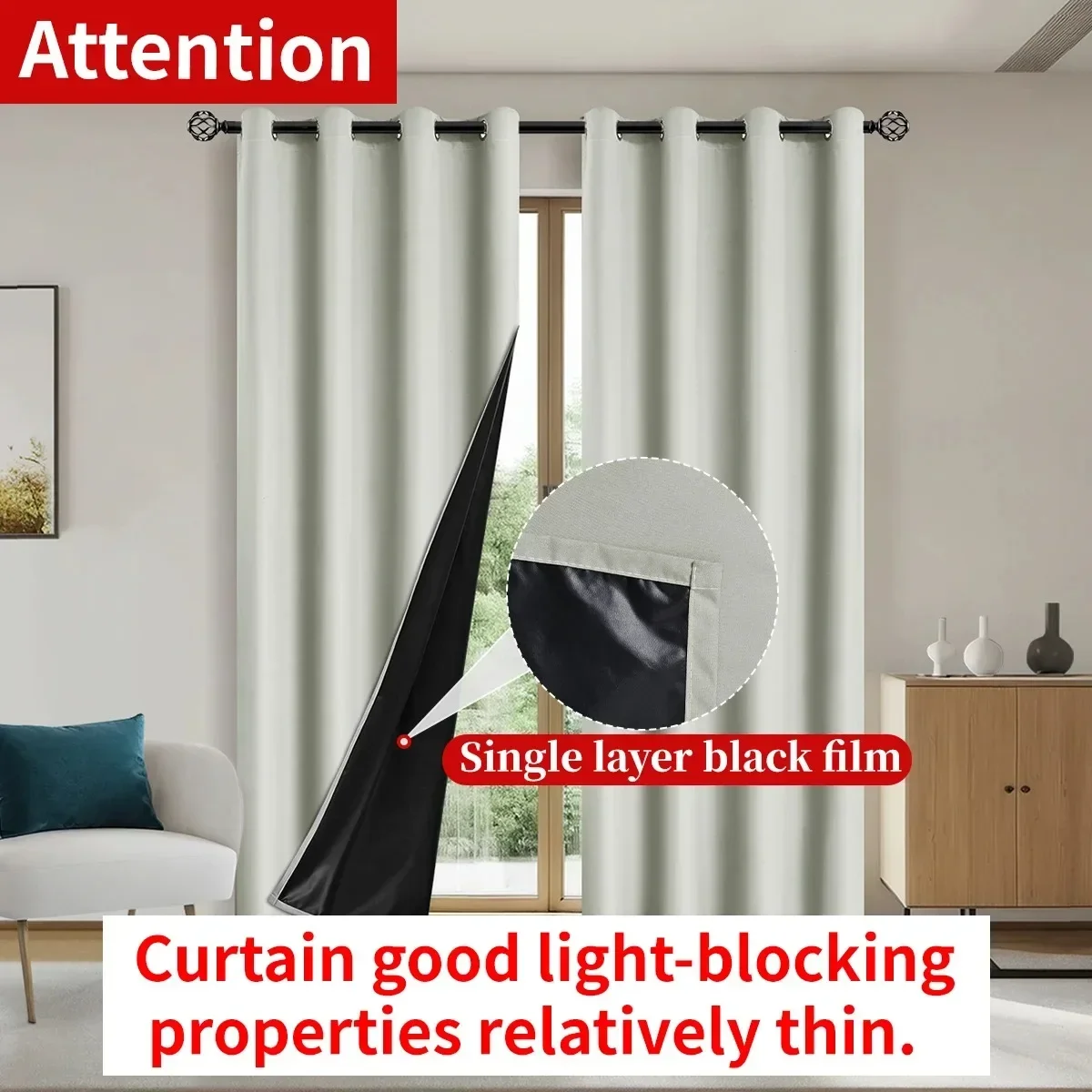 

2pcs Modern 100% Blackout Curtain with Coated Lining, Curains for Bedroom, Living Room, Dining Room, Bathroom, Home Decor
