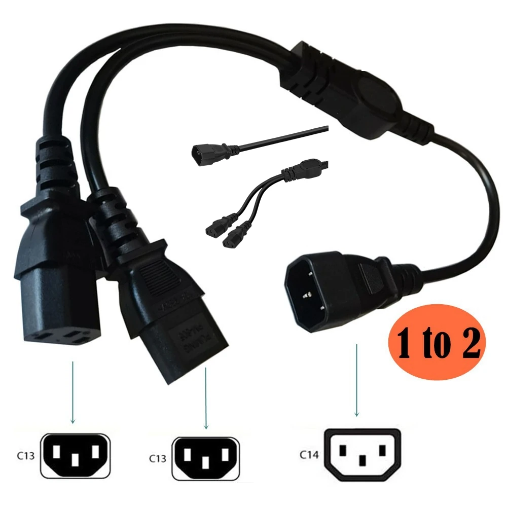IEC 320 C14 Male Plug to 2XC13 C5 C7 C8 C13 Female Y Type Splitter Power Cord,C14 To 2Ways C13 Power Adapter Cable 250V/10ACable