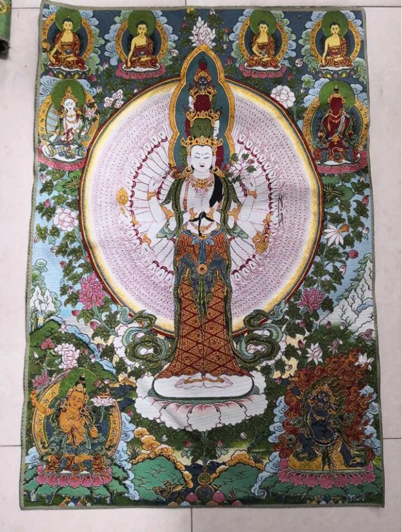 

Archaize embroidery Thousand-hand Bodhisattva Buddha Study room sitting room decoration picture hangs picture