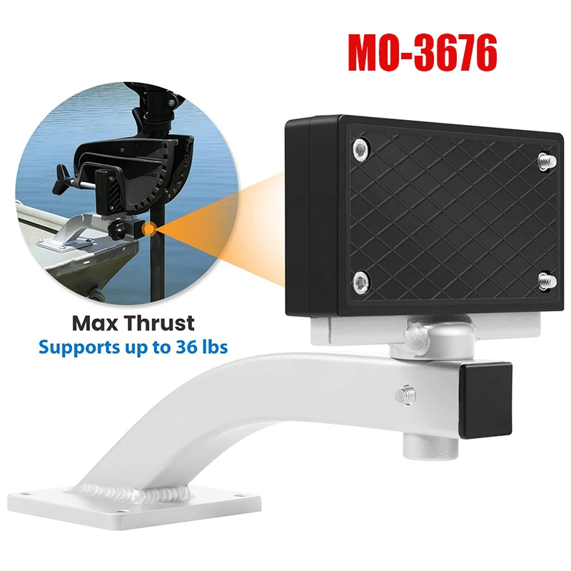 Universal 90 Degree Adjustable Trolling Motor Bracket, for Clamp-on Electric Motors Deck Mount, Holds Up to 36lbs Thrust