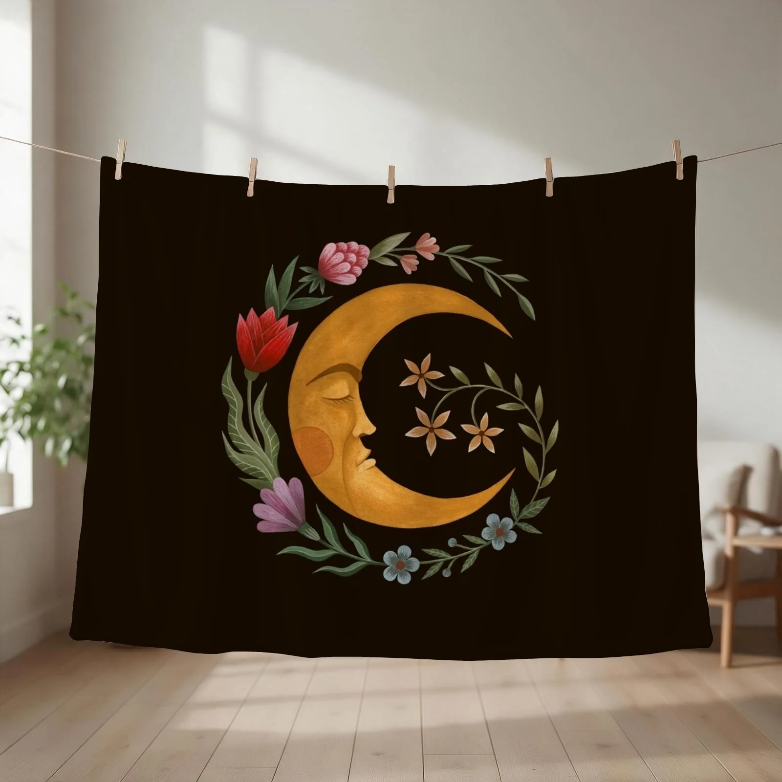 Midsummer Moon Throw Blanket couch cozy soft plush fuzzy picnic outdoor blanket