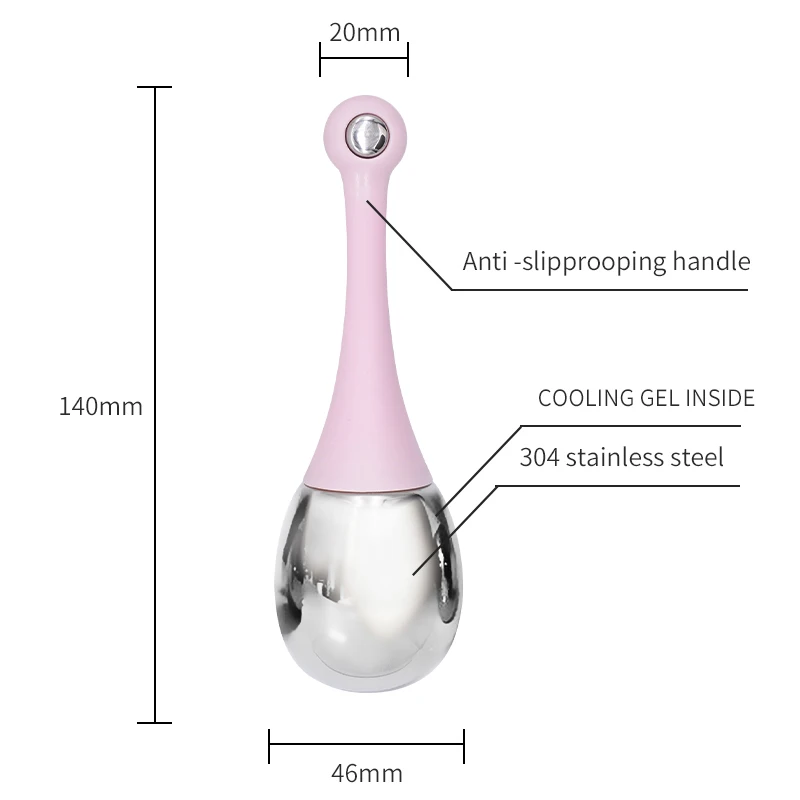 페이셜 스킨 케어용 아이스 글로브, 깨지지 않는 얼음 글로브, 페이스 쿨링 콜드 스테인레스 스틸, 냉동 도구 롤러