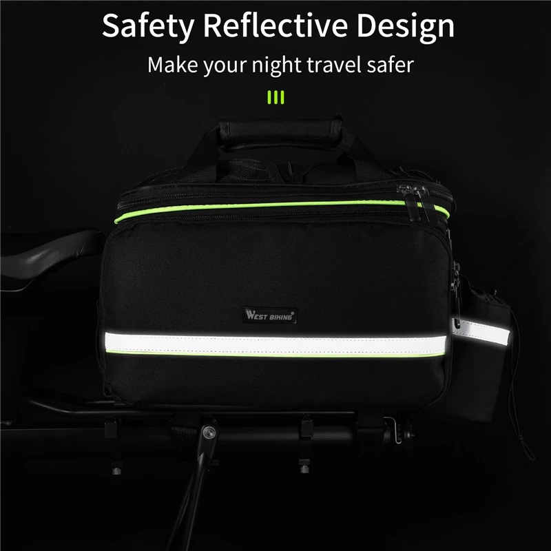WEST BIKING 3 in 1 Waterproof Bike Trunk Bag MTB Road Bicycle Bag Large Capacity Travel Luggage Carrier Saddle Seat Panniers