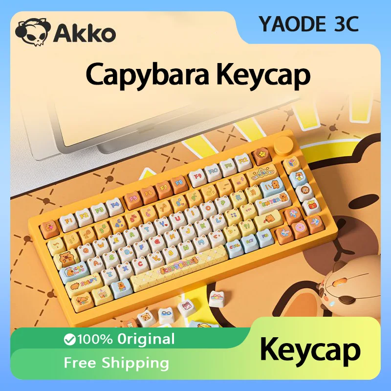 

Akko Capybara Key Caps Set MAO Profile PBT Keycap Dye-sublimation Cute Cartoon Mechanical Keyboard Keycap DIY Custom Accessories