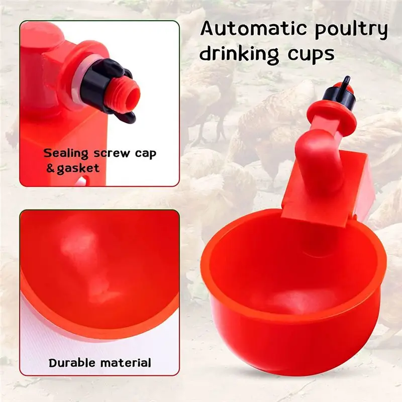 ABKJ-Chicken Feeder Cup 3/8 Inch Thread Automatic Filling For Poultry Watering For Chicken Duck Turkey