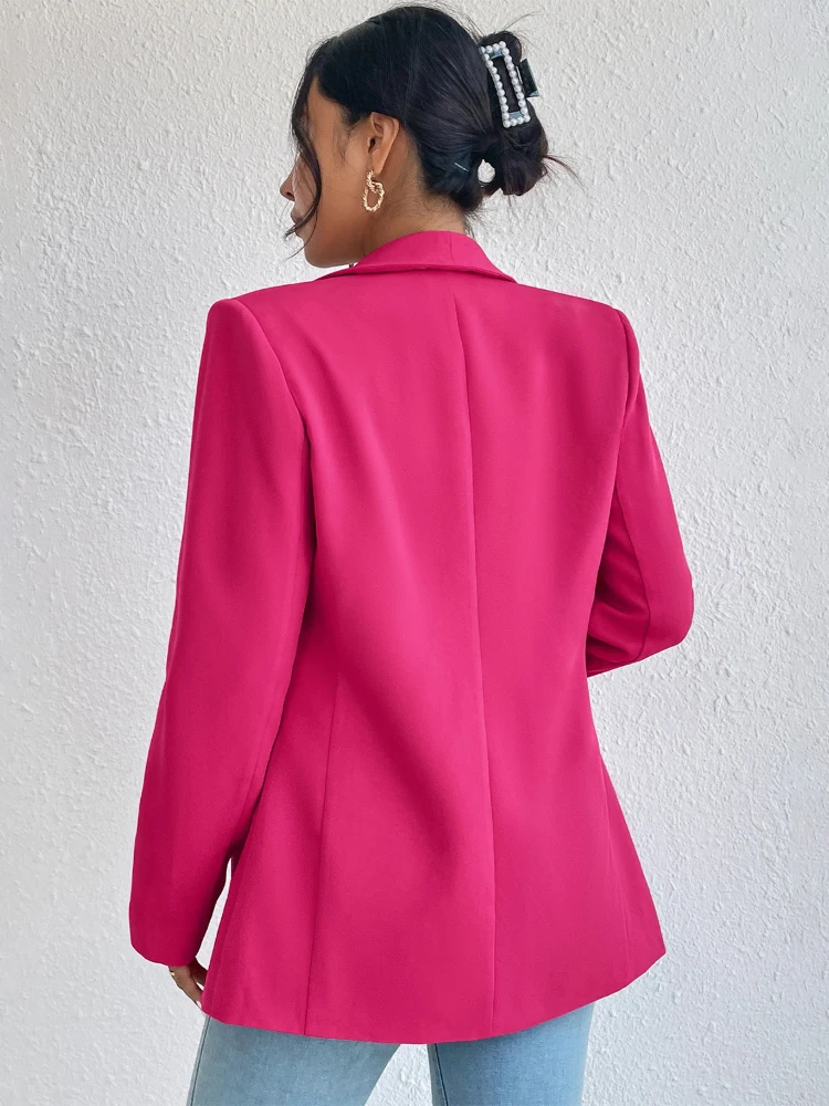 Spring Women\'s Jacket Suits Elegant Rose Red Office Ladies Oversize Long Sleeve Blazers Casual Suit Coats for Women 2024 Fashion