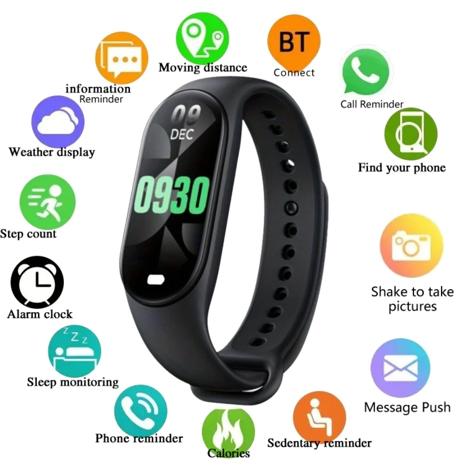 

Sports Smart Watch Music Control Fitness Calorie Track Bracelet Phone Information Remind Steps Bluetooth Smart Watches M8 Band