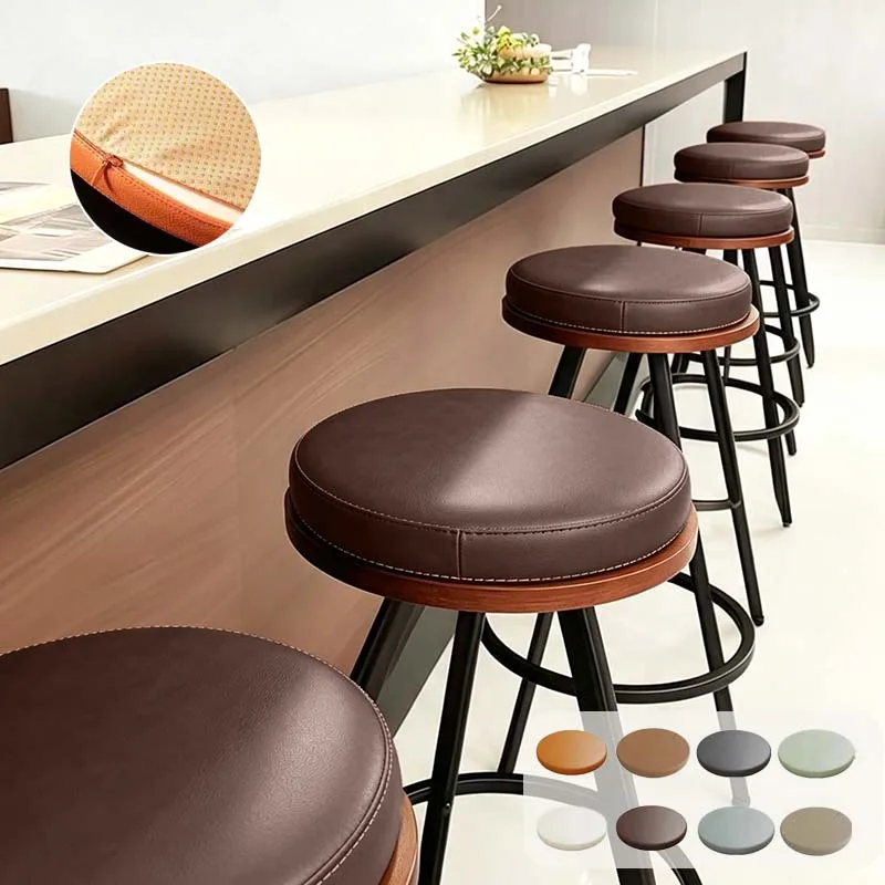Waterproof Comfort Memory Foam Round Cushion Non-Slip Bottom Zipper Removable Cover for Bar Stool Dining Chair Tatami Floor Home
