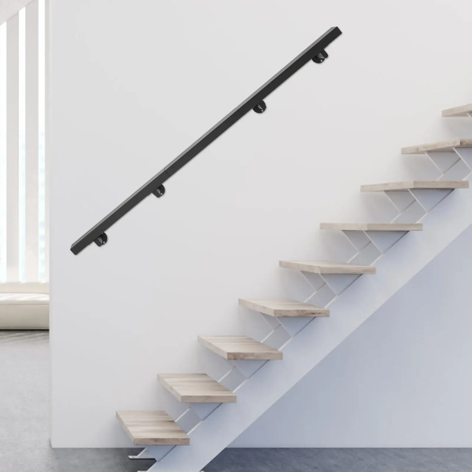 6フィート ステンレス製手すりキット、ブラック - 完全な屋内/屋外階段用手すり