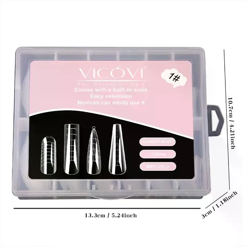 96 Uds. De ataúd de aguja transparente, formas duales, punta falsa, molde de Gel de construcción rápida, herramienta para decoración de uñas, juego 4 en 1, forma de extensión de uñas de cobertura completa