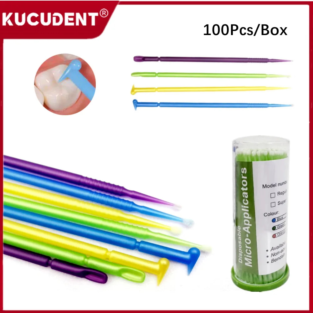 100 Uds microaplicador Dental puntas de microcepillo cepillos desechables para unión compuesta relleno de resina extensiones de pestañas limpieza