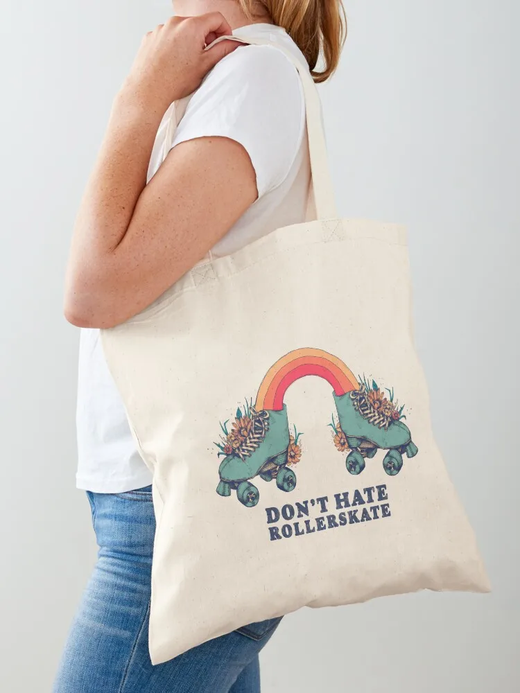 

Don't Hate Rollerskate - Retro 70s Illustration - Color Variation 1 Tote Bag shopping bag logo large tote bag