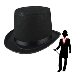 Black Top Hat  Kids Adult Magician Hat Deluxe Collapsible Costume Accessory Magician Hat Dark Elegant Jazz Cap Party