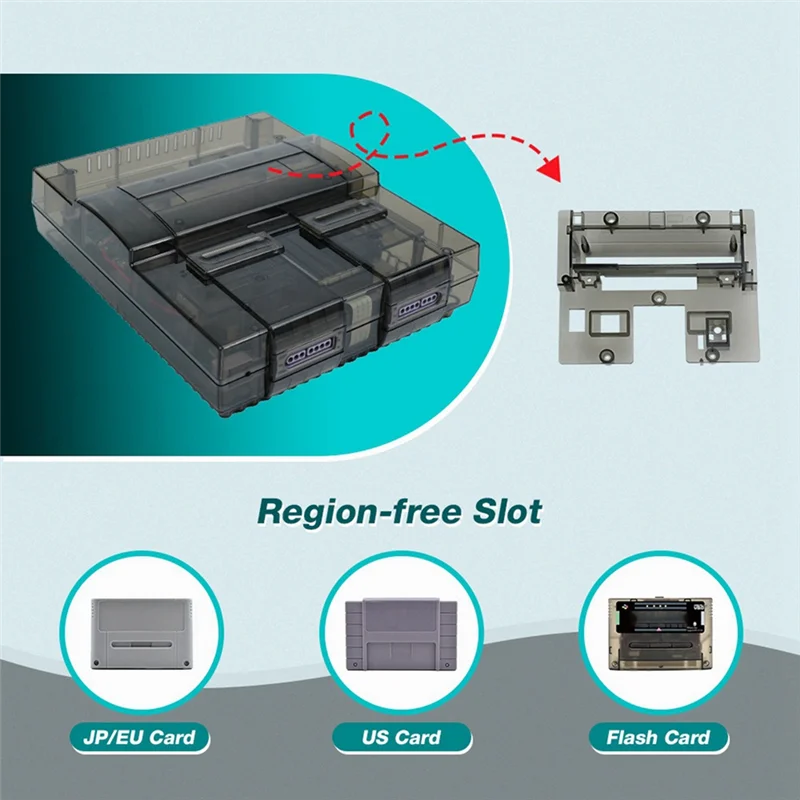 

B29C-For SNES Replacement Shell Transparent Case For Nintendo SNES SFC US Version Retro Gaming Consoles Translucent Case