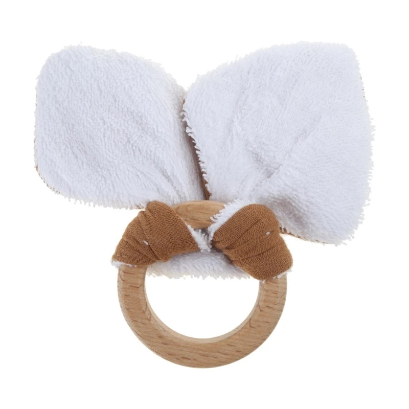 Soft Cotton Ears Teething Chewing Appease Toy Baby Natural Teether Ring Relief Teether