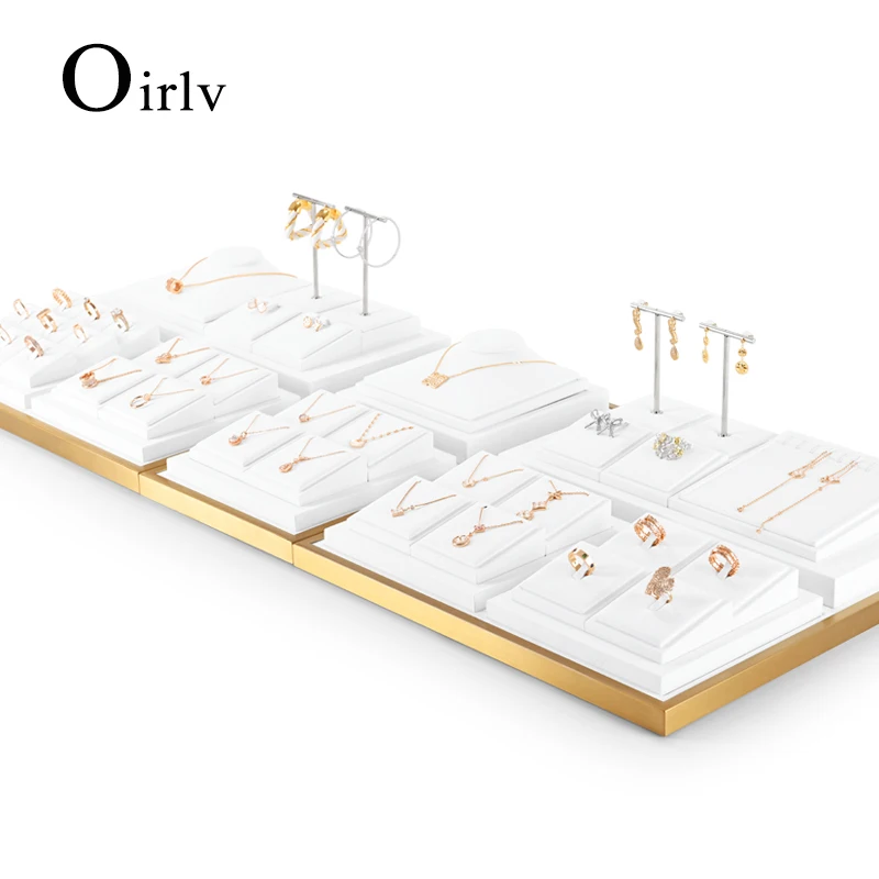 

Oirlv Jewelry Display Set White Professional Ring Earrings Neck Display Velvet Jewelry Stand Holder Jewelry Display Set Showcase