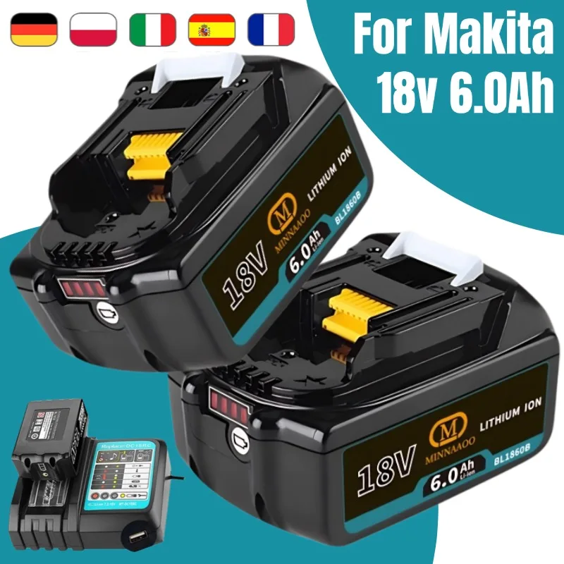 

Оригинальная батарея Makita 18 В, 6 Ач, быстрая зарядка, перезаряжаемая для BL1840 BL1830B BL1850B Электродрели