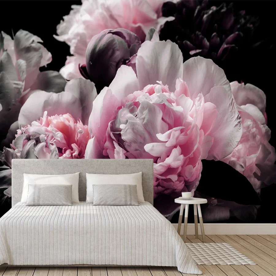 Custom Contact Paper Wall Papers Home DecorPeel and Stick Wallpaper for Living Room Peony Blossom Flowers Sofa TV Mural Printing