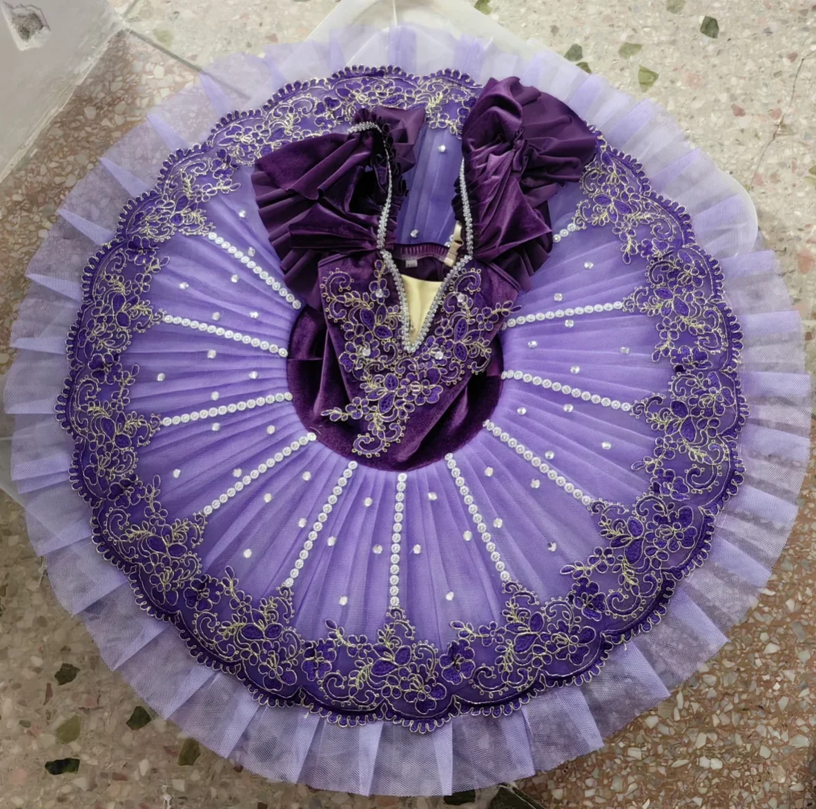 Falda tutú de ballet Purple Swan Lake Pancake, ropa de baile para bailarinas, trajes profesionales para espectáculos