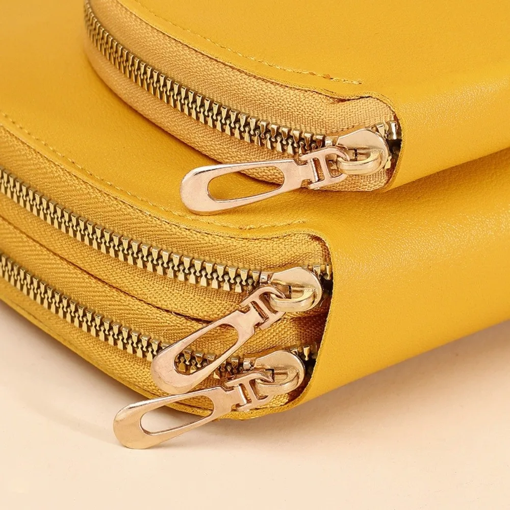 

Fashion Multiple Zip Pockets Shoulder Bag PU Leather Large Capacity Crossbody Bag Multifunctional Waterproof Phone Bag Women