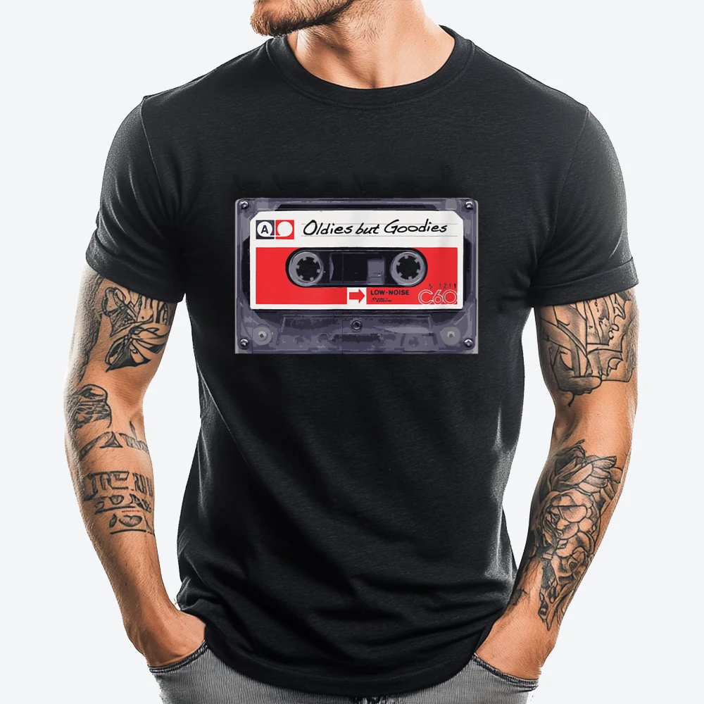 

Retro Cassette Tape With Oldies But Goodies Music Black Graphic T Shirts Designer Clothes Men Creative
