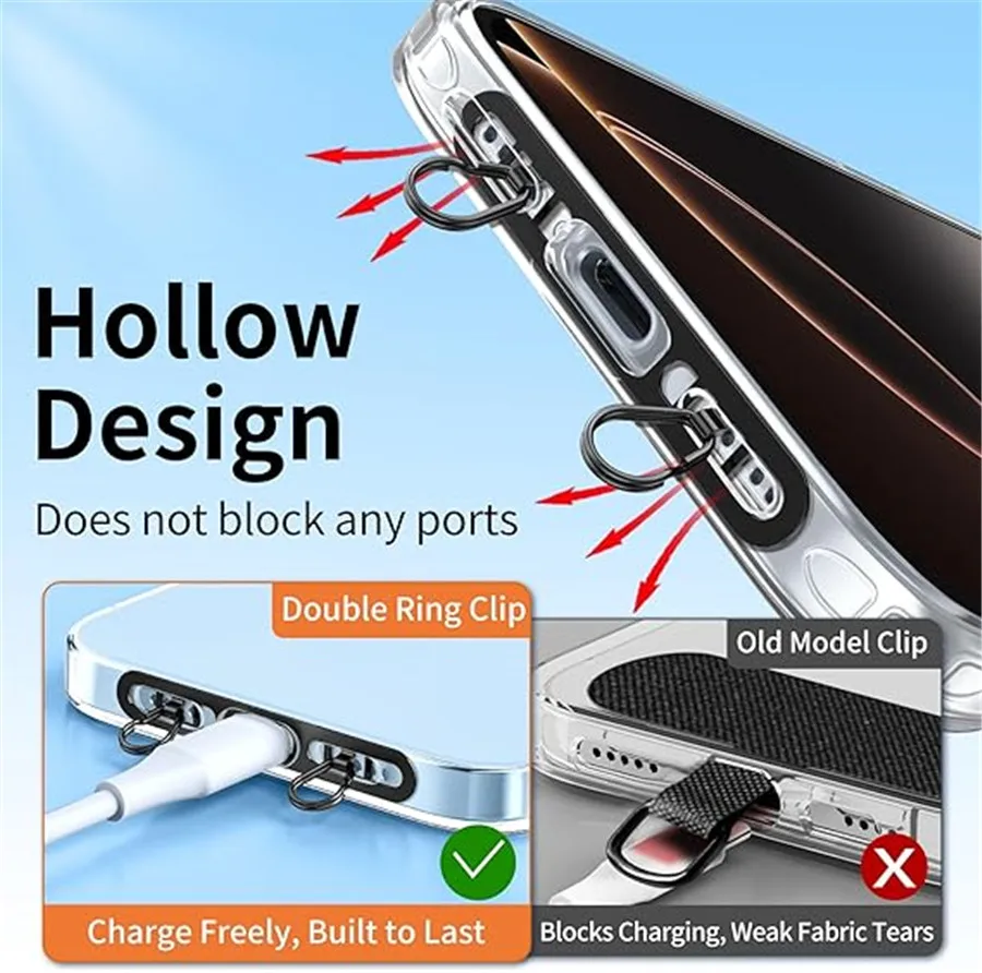 Universal Double Buckle Mobile Phone Lanyard Outdoor Anti Loss Wrist Hand Ropes with Stainless Steel Clips Crossbody Long Layard