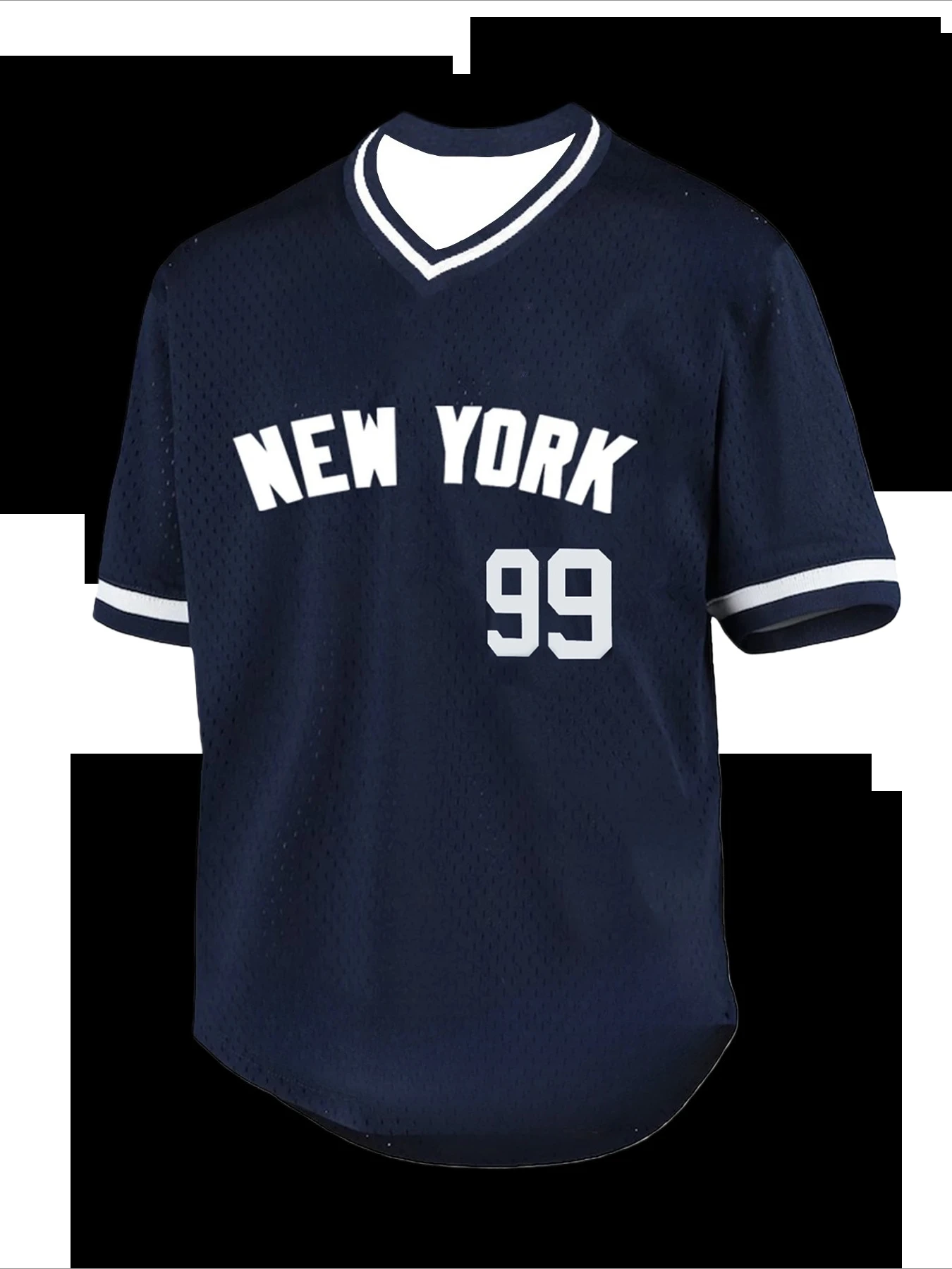 No.99 Men Baseball Jersey New York Letter Printing Baseball Shirt Loose Fit Breathable V-Neck Short Sleeve Retro Sportswear Moto