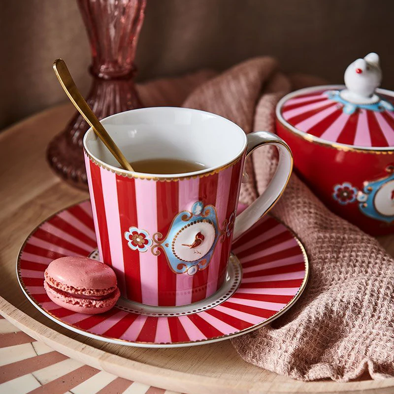 Dutch Pip Studio Aiqingniao Badge Embossed Color Matching Ceramic Mug Coffee Mug Ceramic Mug Kawaii Cup Tea Cup Cups