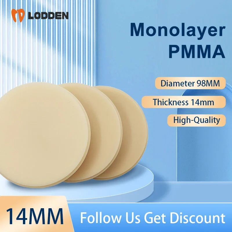 14MM Dental PMMA Monolayer For Dental Lab Materials Preshade Monochrome Resin Disc CAM/CAD VITA 16 Color 98mm Dentist Materials