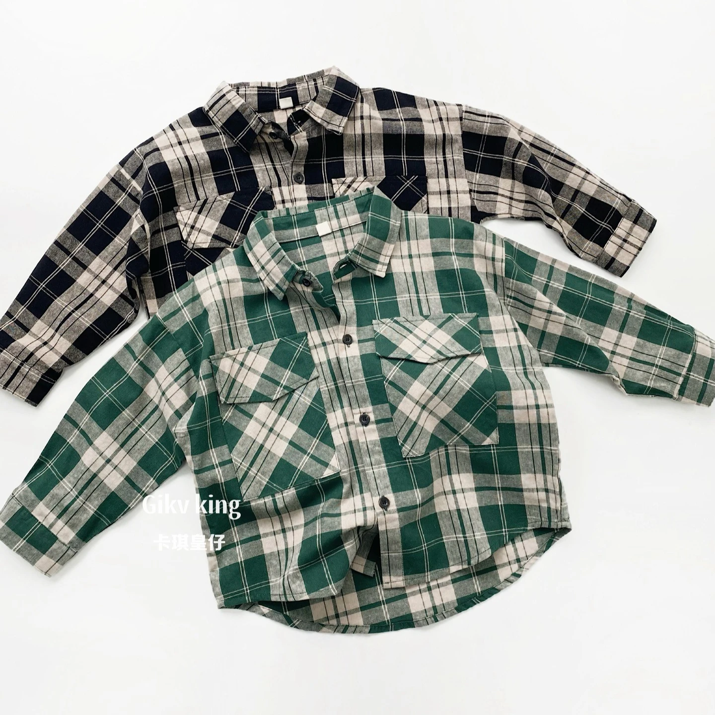 Boys Shirt 2026 Spring and Autumn New Childrens Clothing Korean Style Boy Baby Pure Cotton Retro Plaids Long-sleeved Shirt