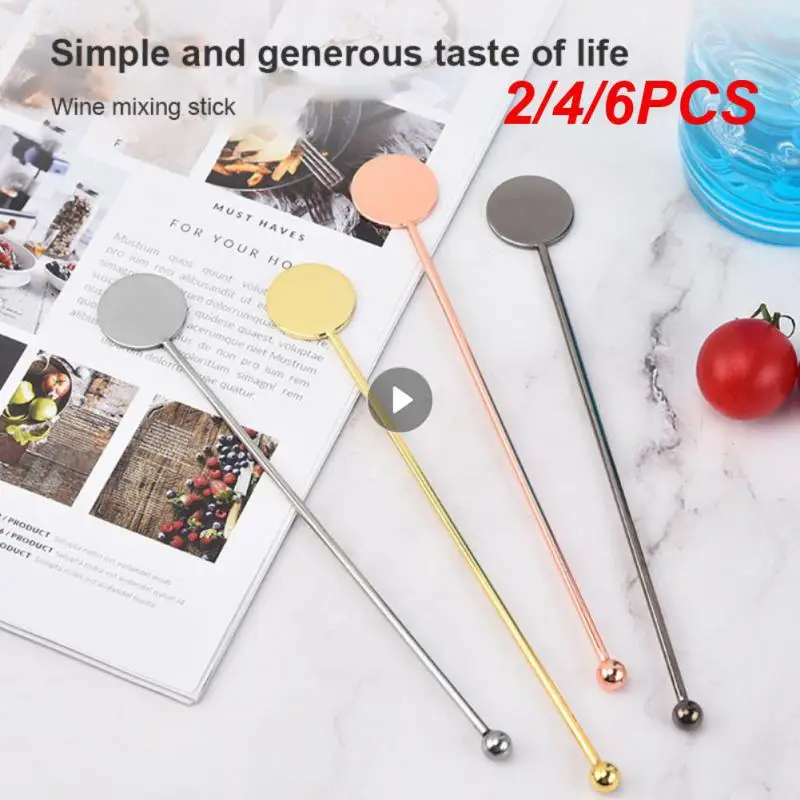 2/4/6PCS Bar Tools Durability Fancy 304 Stainless Steel Multicoloured Drink Stirrers Stirring Sticks Polished Reusable Stirrer