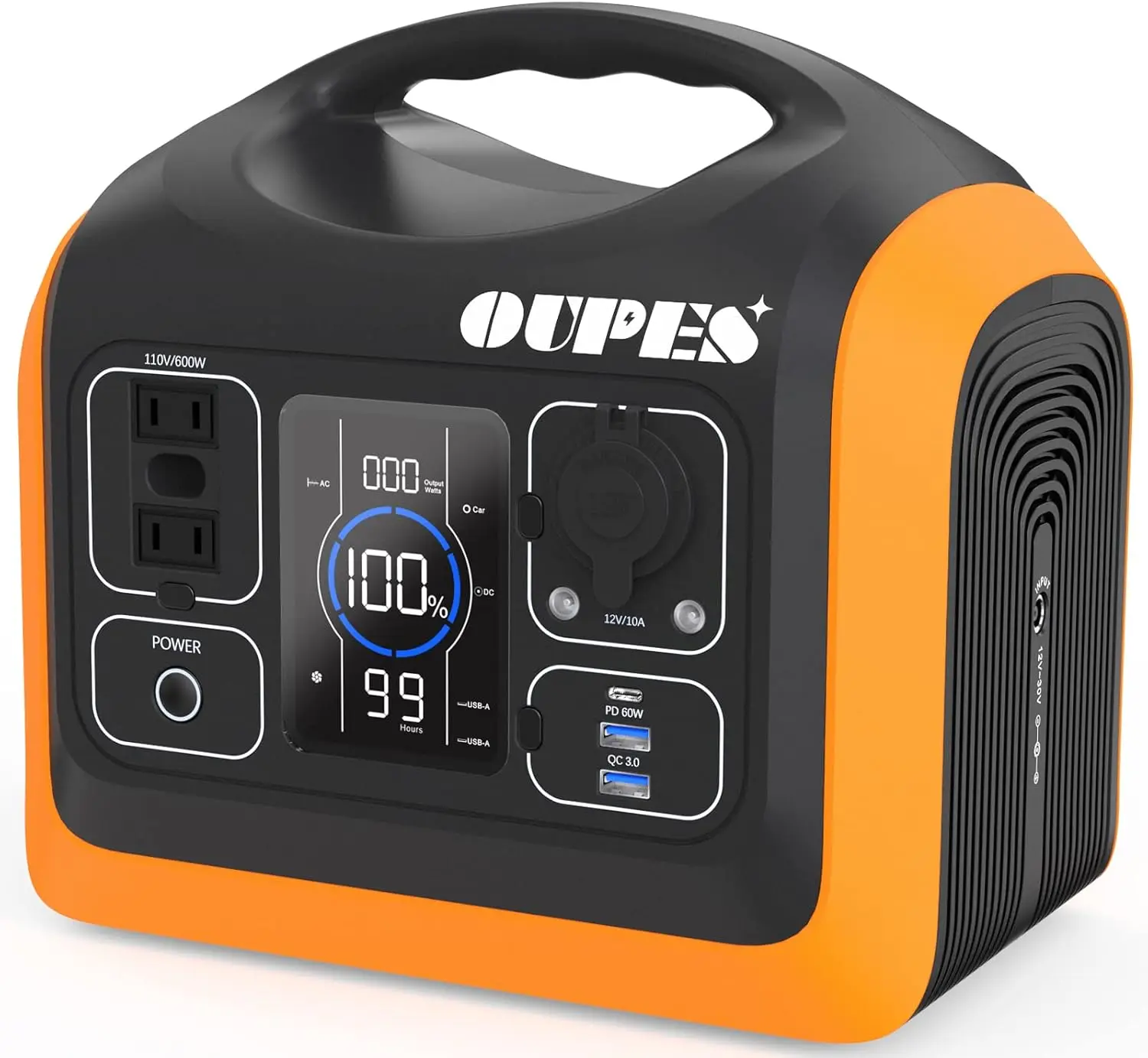 

600W Portable Power Station, 595Wh LiFePO4 Battery Backup w/ 2 600W (1000W Surge) AC Outlets, Solar Generator Ideal for Outdoor