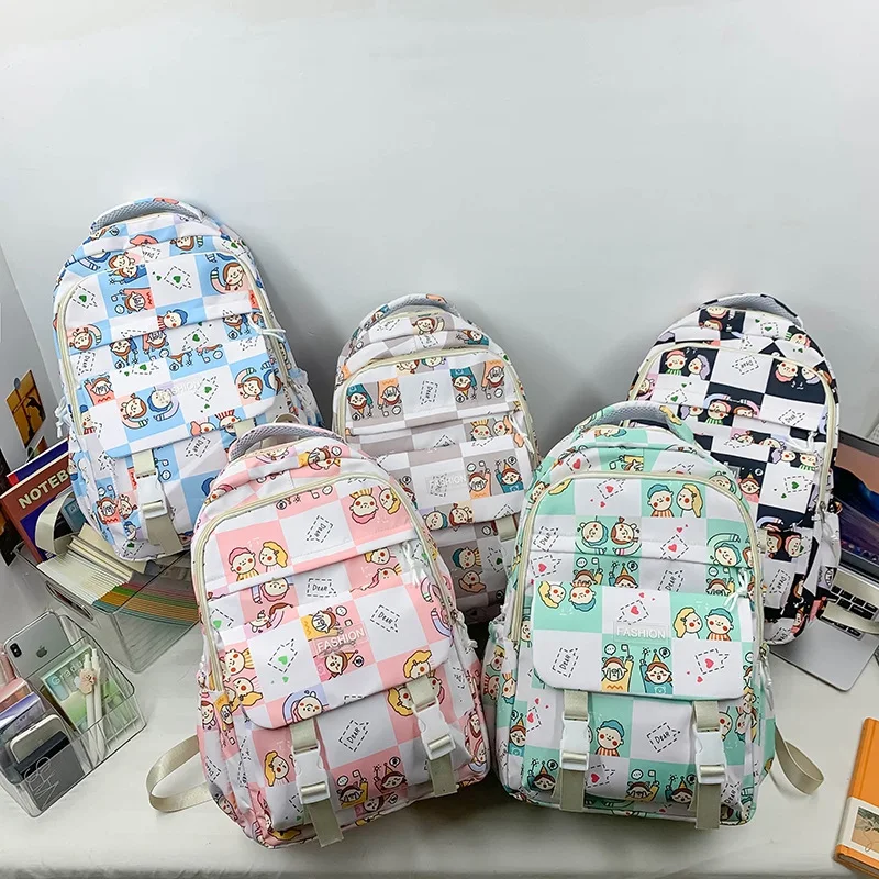 Ins-cute mochila para meninas, mochila escolar com bolsos, estilo harajuku, para mulheres e adolescentes