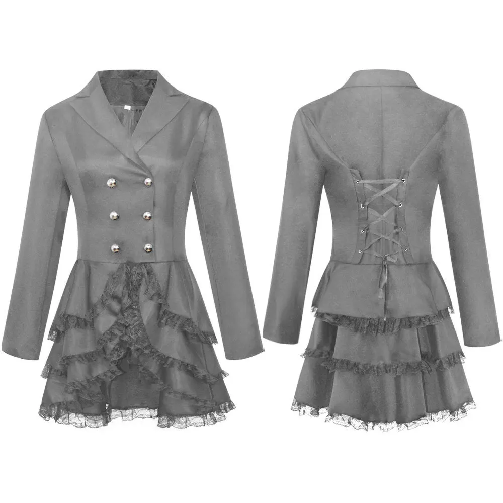 Blazer Medieval renacentista para mujer, traje pequeño elegante, cortavientos, chaqueta, abrigo, traje de Carnaval de Halloween, XS-5XL