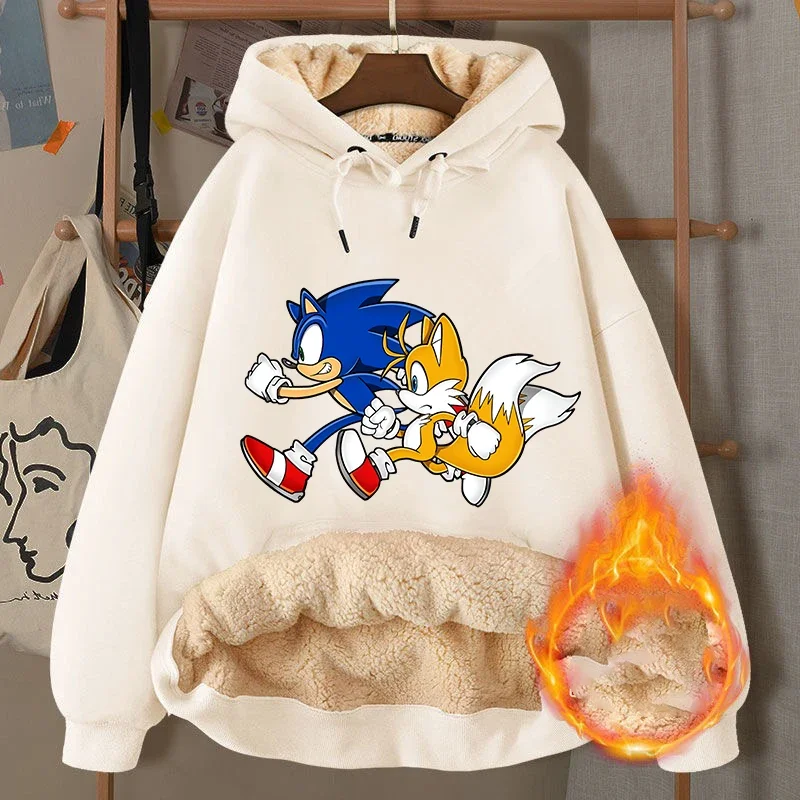 

Sonics Fleece Pullover Hoodies Men Women Cartoon Anime Thick Sweatshirt Winter Warm Trendy Cool Clothes Top Adult Clothing Gift