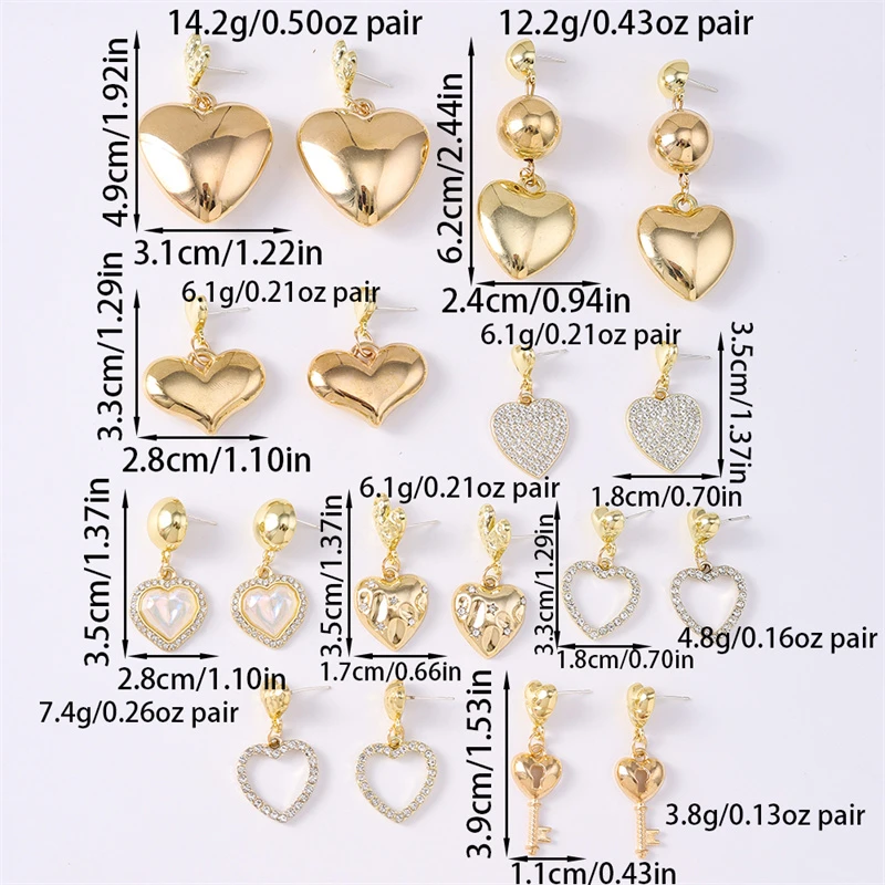 Modische handgefertigte Metall-Liebesherz-Ohrstecker für Damen und Mädchen, Party- und Festival-Schmuckdekoration – Detail 2