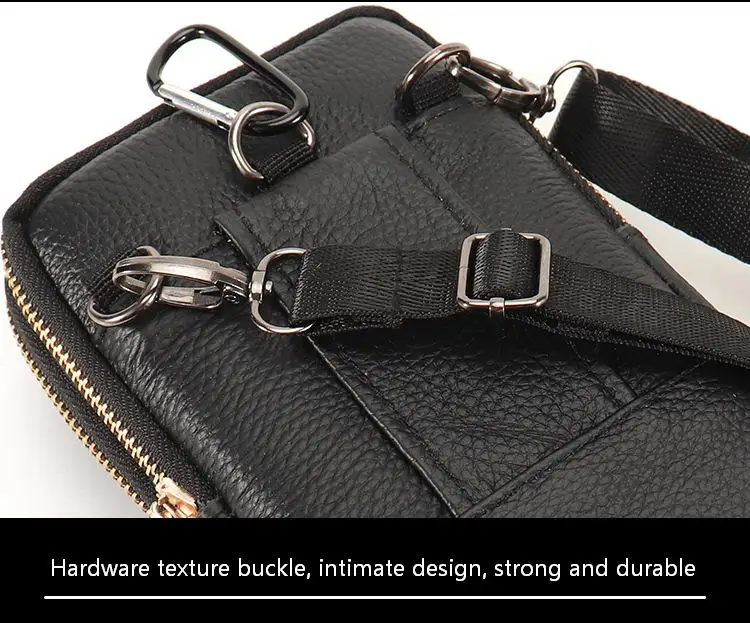 Herren-Leder-Gürteltasche für Outdoor-Arbeit, Handyhülle mit Großer Kapazität, Schulterriemen, Umhängetasche für Business und Freizeit – Detail 9