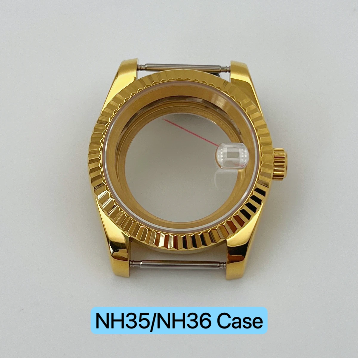 Gold plated 39mm oyster case, NH35 case, sapphire glass, suitable for NH35 and NH36 movements, watch accessories