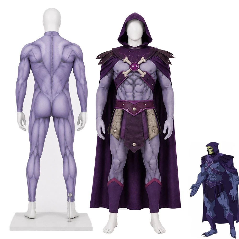 Disfraz de Rey Esqueleto de Película para Hombre, Mono con Capa, Traje de Disfraz Masculino para Adultos, Conjunto de Falda y Armadura para Fiesta de Carnaval de Halloween