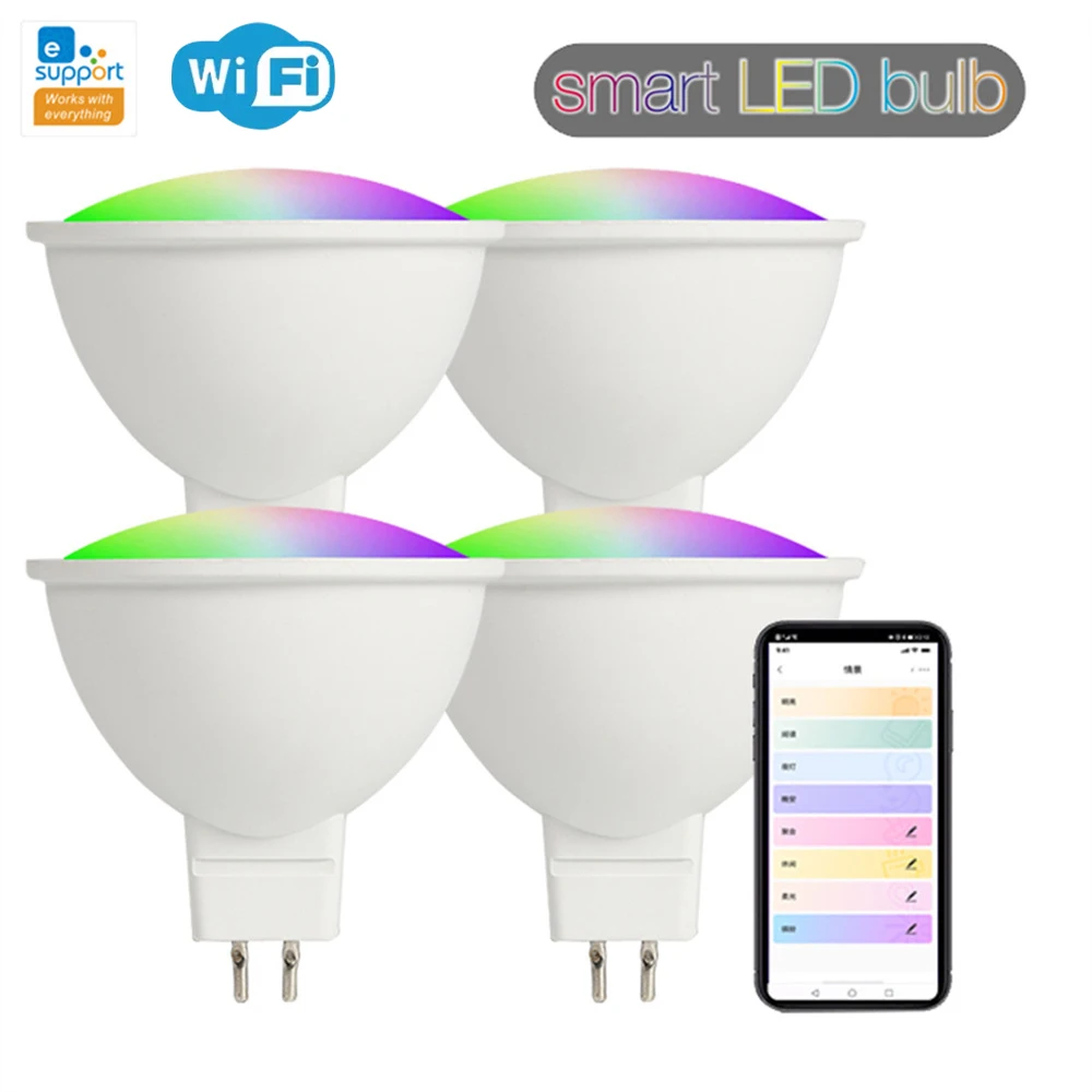 Умная лампа MR16 с поддержкой Wi-Fi, RGB +, CW, 5 Вт, 12 В