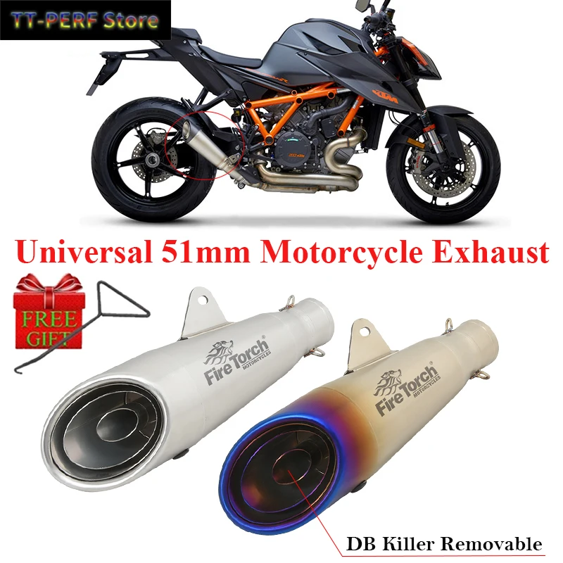 

Universal 51mm Motorcycle Exhaust System Modified GP Moto Escape For R25 Z900 S1000RR R6 CBR1000 MT07 Nmax155 MT09 R1 Muffler