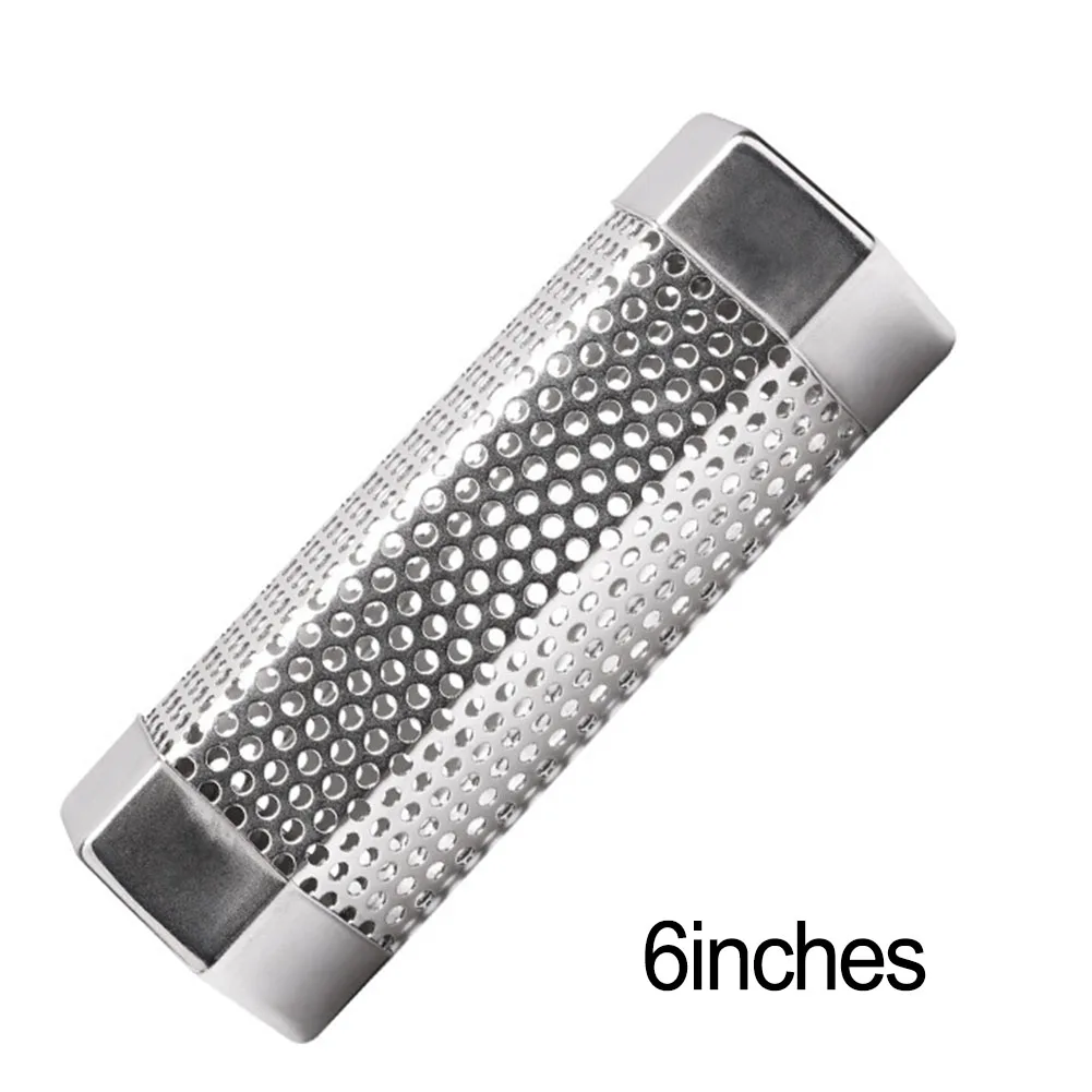 

1 Set Stainless Steel Pipe 6-inch Large Capacity Hexagonal Shape Prevents Rolling BBQ Smoke Tube For Flavorful Hot & Cold