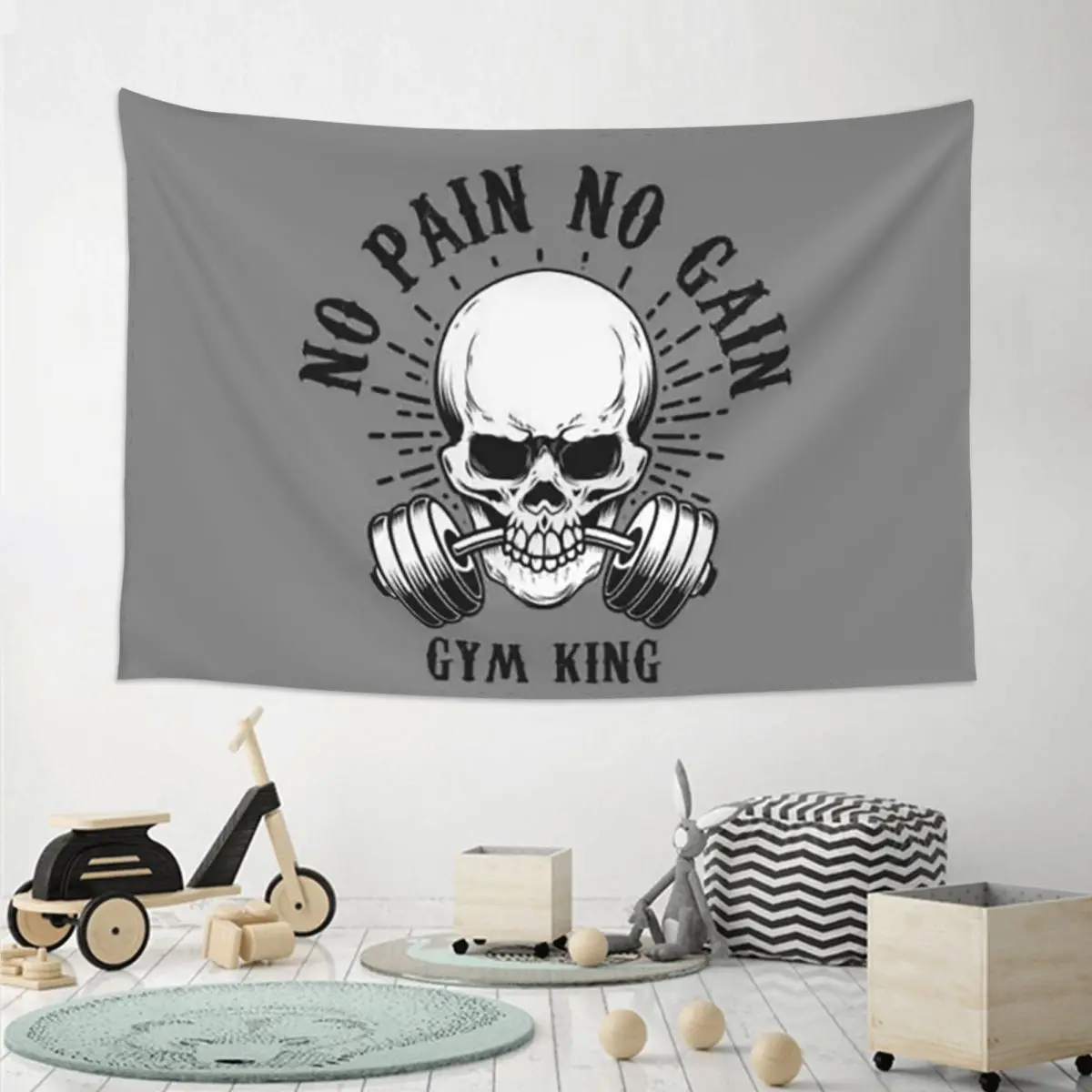 Powerhouse Gym Bodybuilding Fitness Motivational Quote Tapestry Hippie Wall Hanging Aesthetic Home Decoration Tapestries