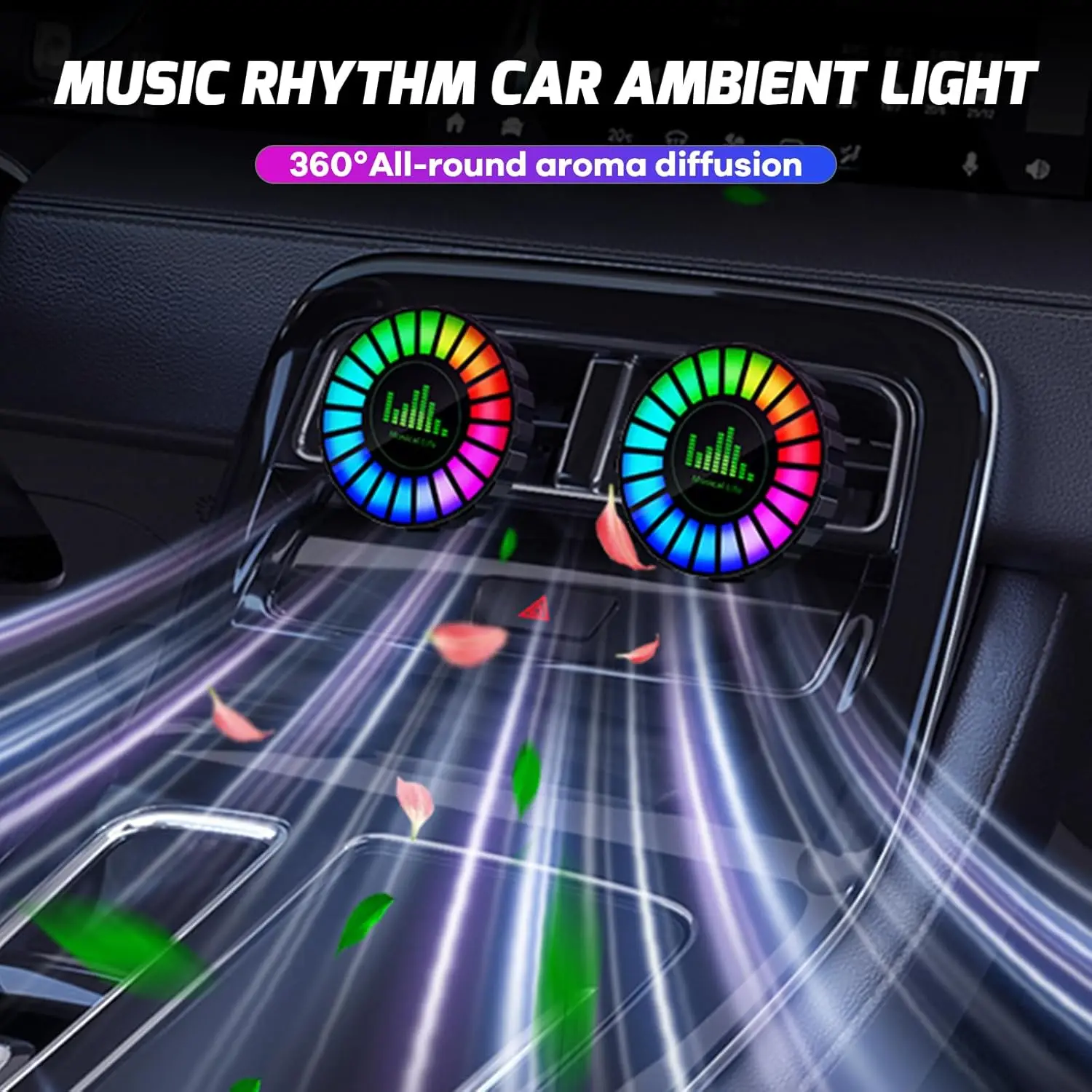 RGB Sound Control Aroma Ambient Light, Rhythm Light, Clip-On Air Freshener, Fit Car Home Party, P D&S, Gift For Car Lovers