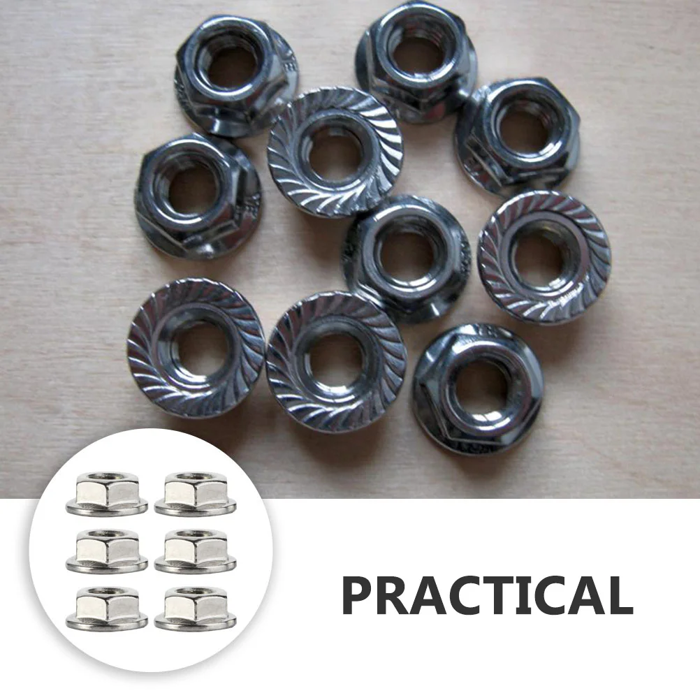 

10pcs Serrated Flange Nuts Stainless Steel Metric System Inserts Silver Color 1 2 13 Size Corrosion Resistance