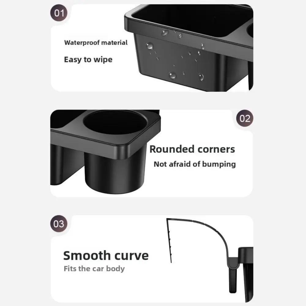 

Plastic Car Door Cup Holder Black Multi-functional Window Side Storage Box Large Capacity Door Side Phone Rack Car Interior