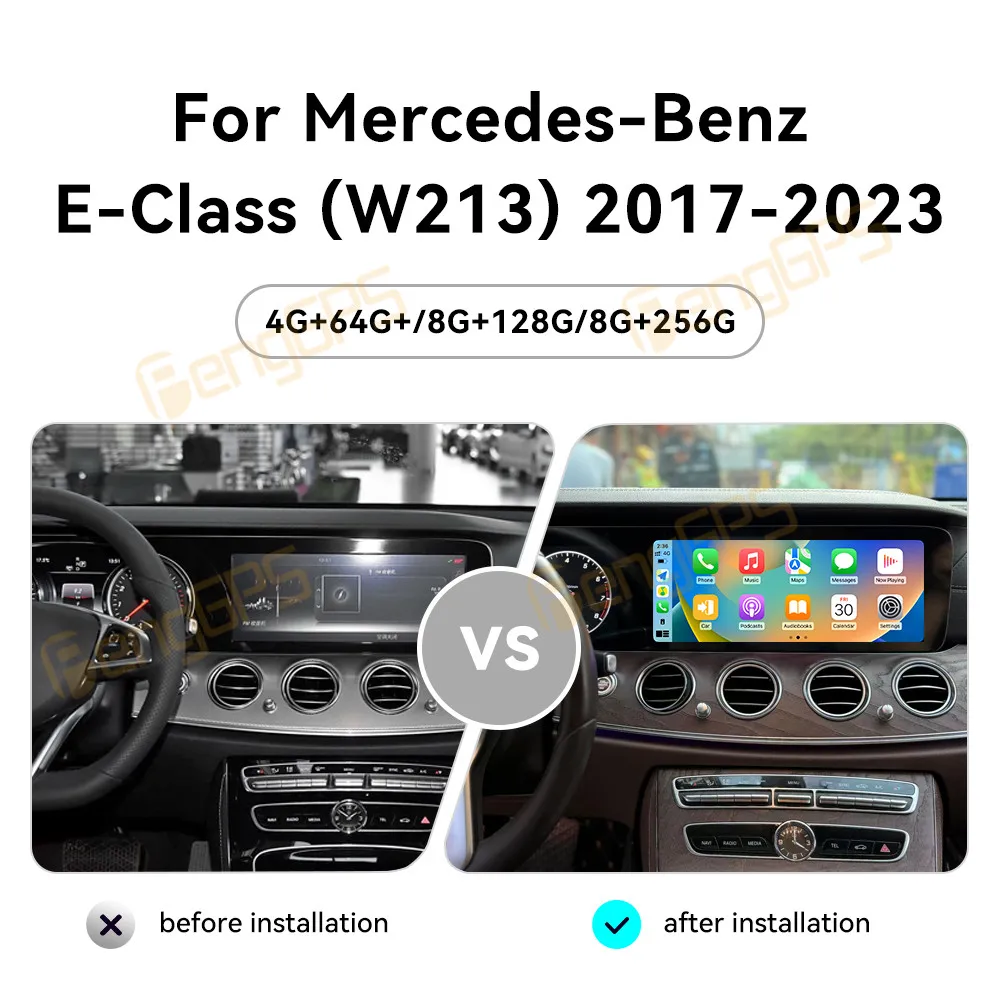 12.3 Inch Android 13 CarPlay Car Radio For Mercedes Benz E-Class (W213) 2017-2023 Dual Screen Multimedia Player GPS Navigation