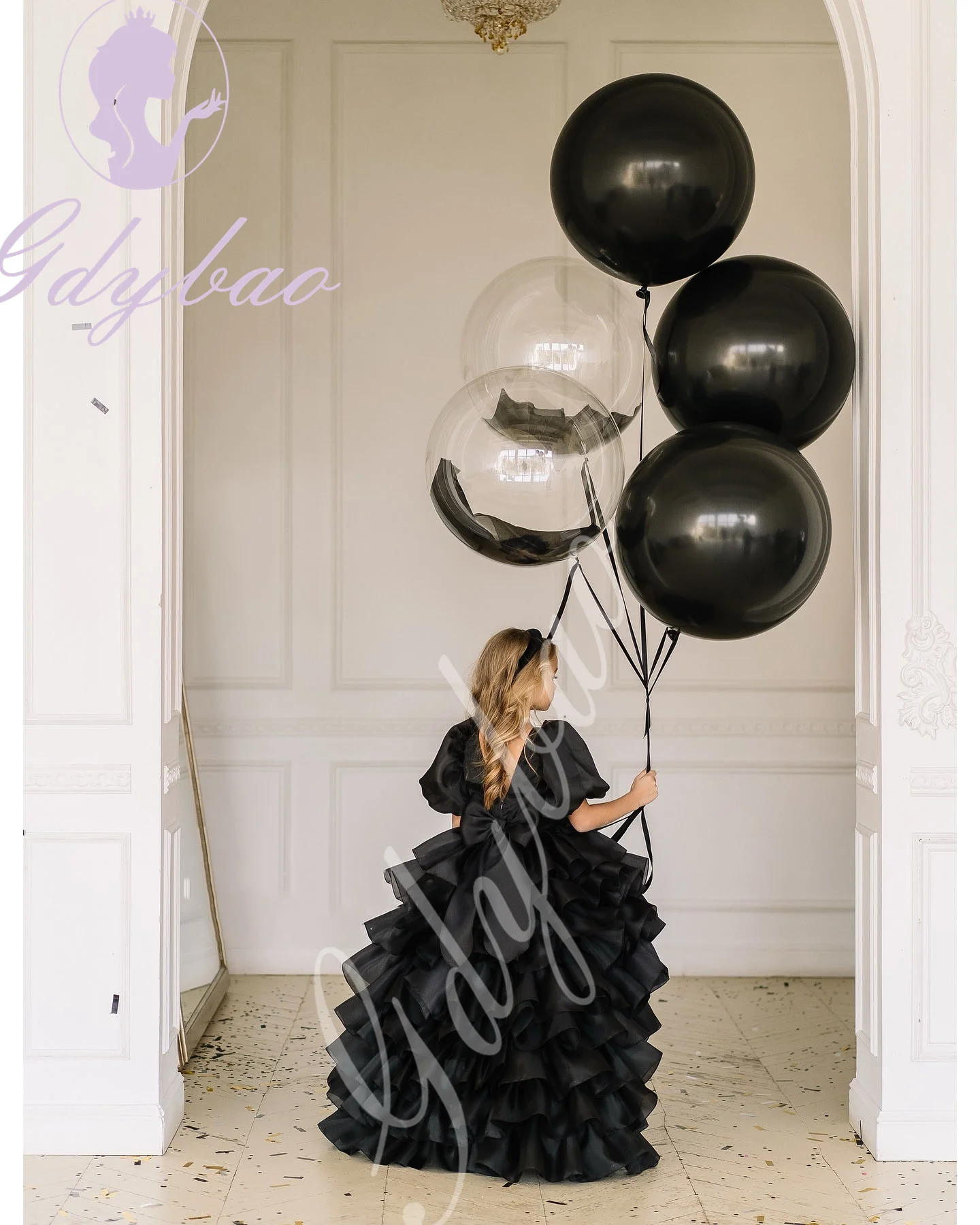 Lalic Flower Girl Dress for Wedding Layered Puffy Short Sleeve Princess Kids Birthday Party First Communion Ball Gowns Custom