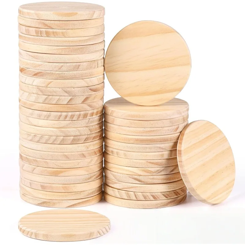 30pcs Unfinished Wood Coasters, 4 Inch Round Blank Wooden Coasters for  DIY Stained Painting Wood Engraving Home Decoration
