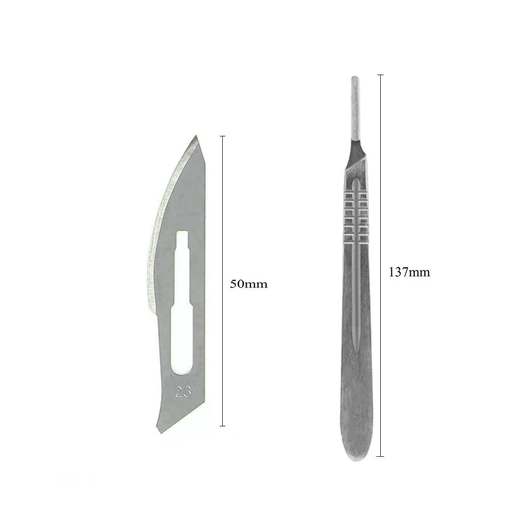 10 lâminas estéreis #23 do bisturi dos pces com punho #4-para a dissecção, podologia, grooming razor, remoção da acne, reparo do telefone móvel